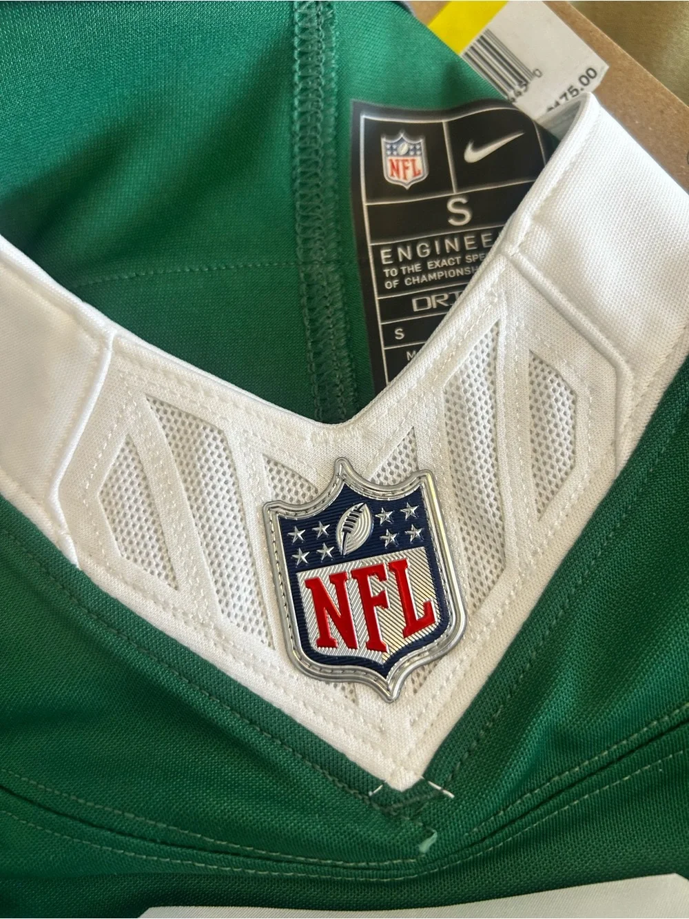NFL Aaron Rodgers’s Green and White V‑Neck Football Jersey with Shield Patch